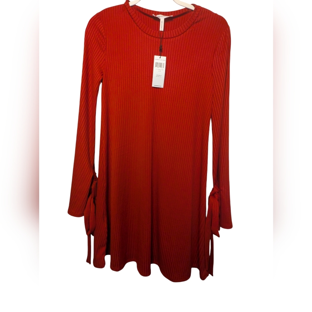 BCBGeneration Dress Womens Red Cable Knit Mock Neck Size S BCBG NWT